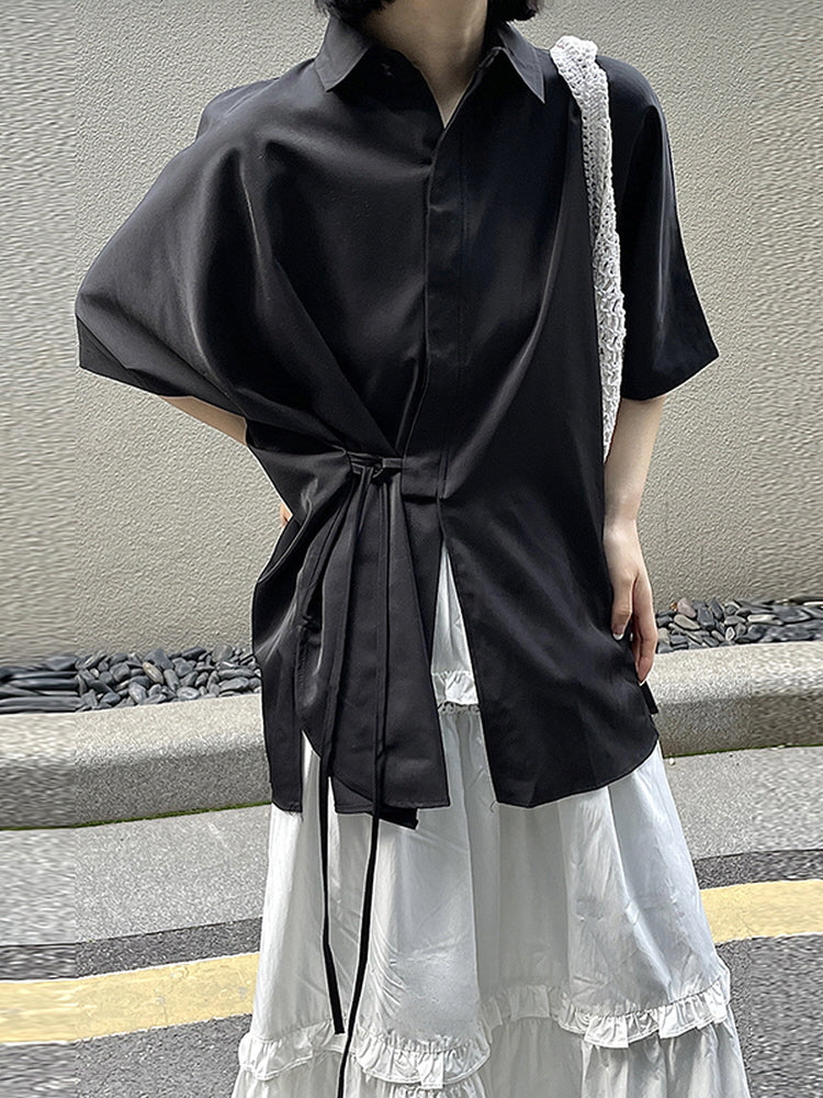 Independent designer tie loose shirt for women