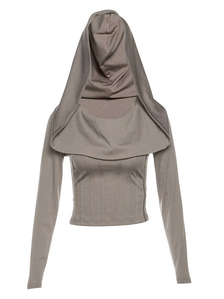 Retro Khaki hooded T-shirt