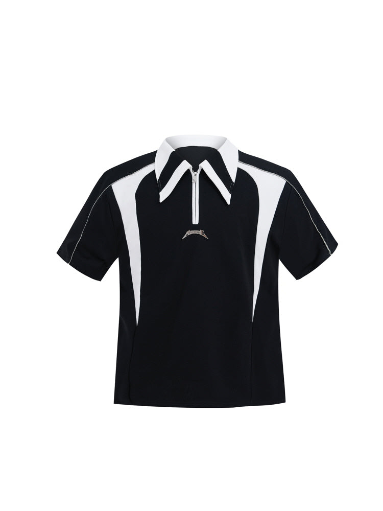 Short sleeve polo metallic design T-shirt