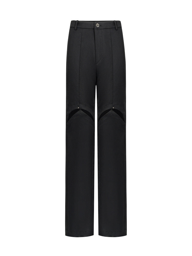 High-waisted straight-leg casual pants