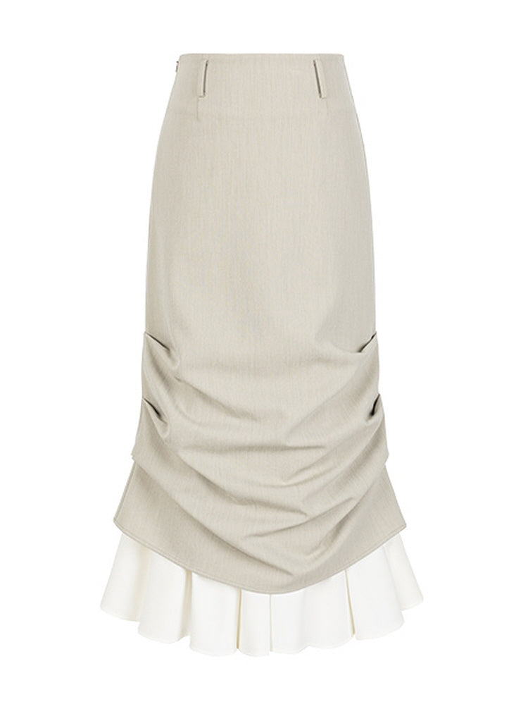 Double-layered pleated skirt