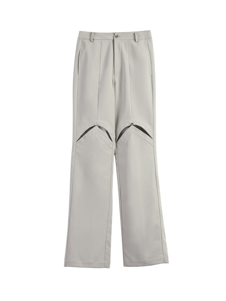 High-waisted straight-leg casual pants