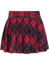 Tweed checked coat pleated skirt two-piece