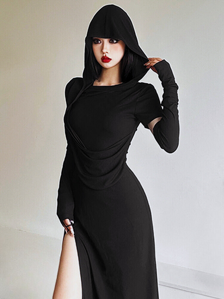 Hooded thin & long tide dress