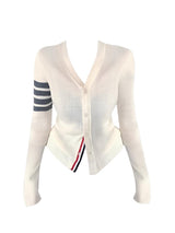 Four-bar contrasting V-neck cardigan