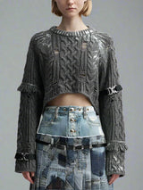 Belt bayonet hot stamping hole knitted sweater