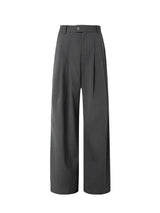 Grey striped drape suit wide-leg pants