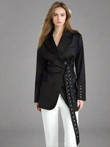 New niche design lapel lace-up blazer